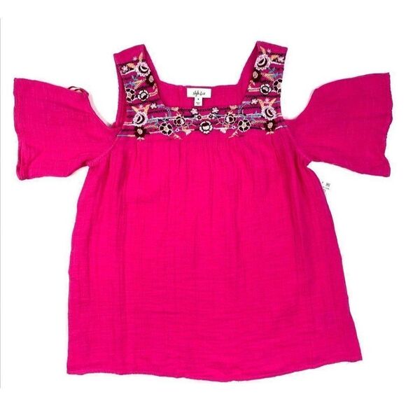 Style & Co Blouse Top Medium Pink Cold-Shoulder - Picture 1 of 7